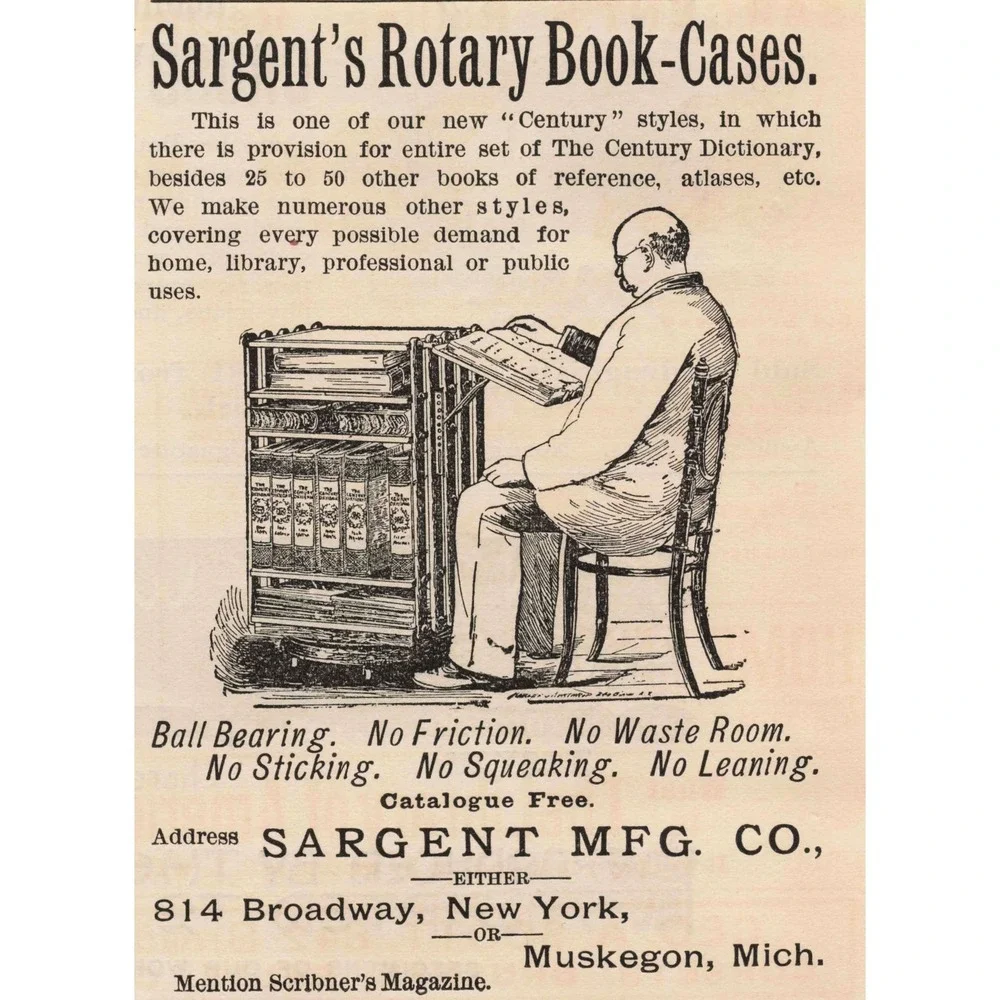 1891 Sargent Rotary Book Cases Century Style‎ Ball Bearing Print Advertisement